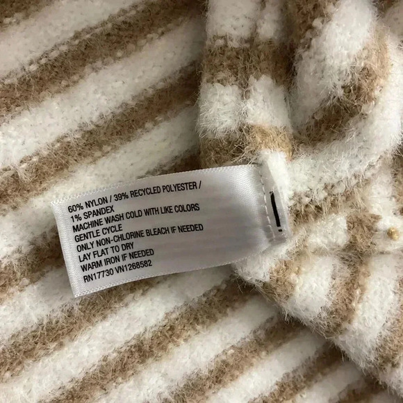 Ava Viv Tan Cream Striped Long Sleeve V Neck‎ Sweater Size 1X - Picture 5 of 6